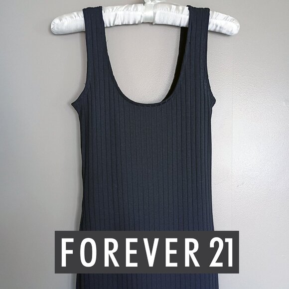 LBD- Forever 21 Black Cocktail dress- Size XS- sleeveless- ribbed- New with tags - Picture 2 of 6